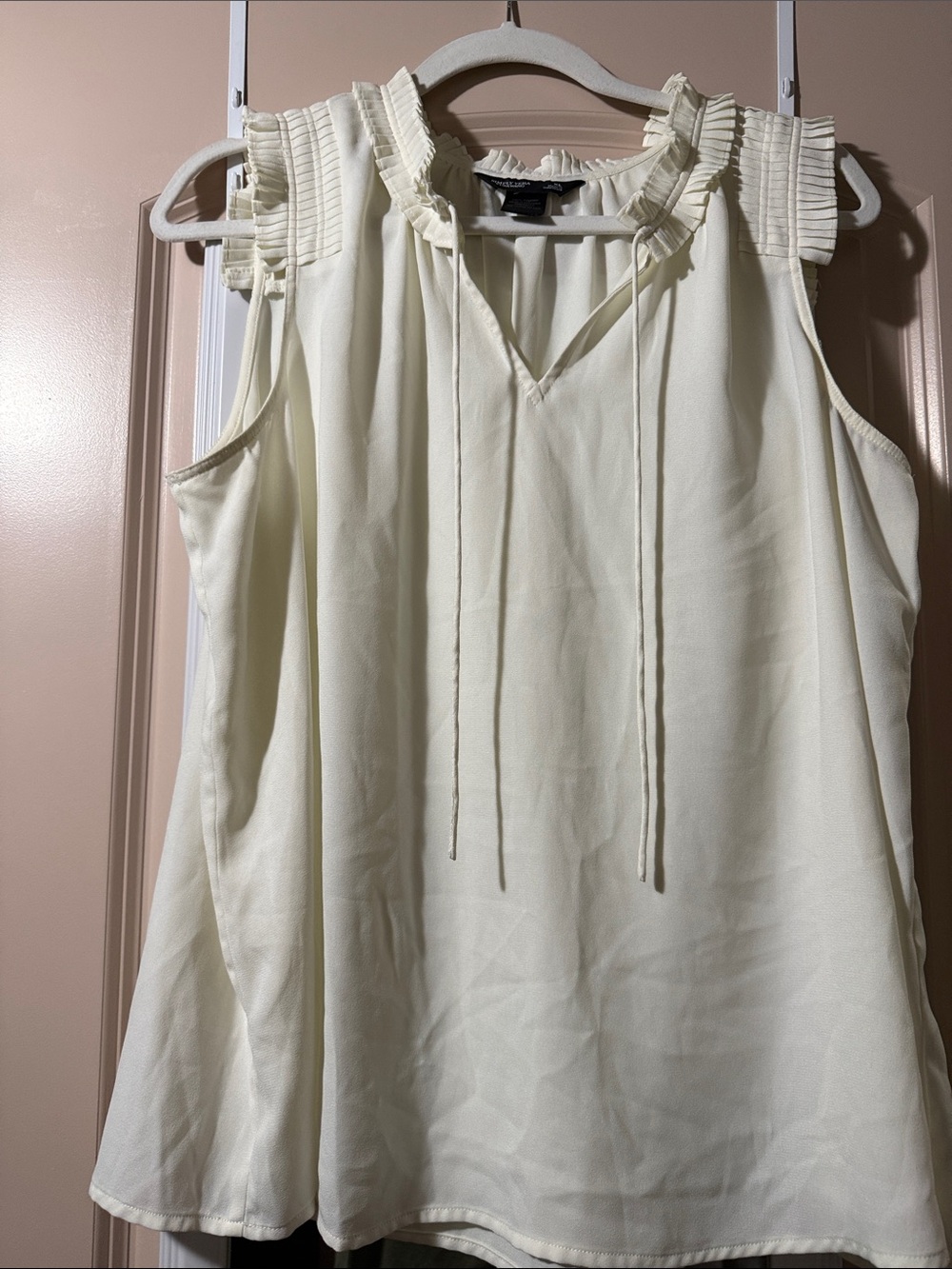 Sleeveless Ruffle-Neck Ivory Women's Top